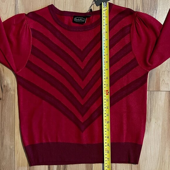 Voodoo Vixen Red Chevron Knit Sweater Top Vintage Pin Up Rockabilly Style, Sz 10 - Picture 7 of 7